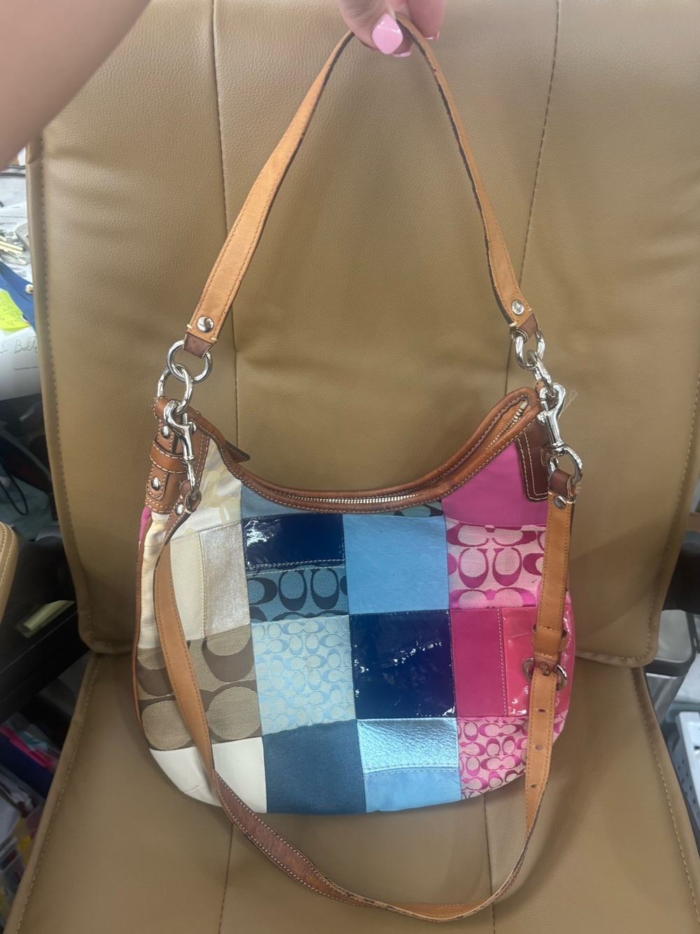 09' Vintage Coach Patchwork Shoulder Bag F14650